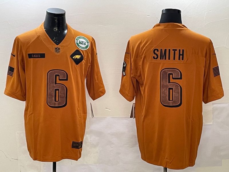 Men Philadelphia Eagles #6 Smith Yellow Nike 2025 Salute to Service Limited NFL Jersey style 3->philadelphia eagles->NFL Jersey